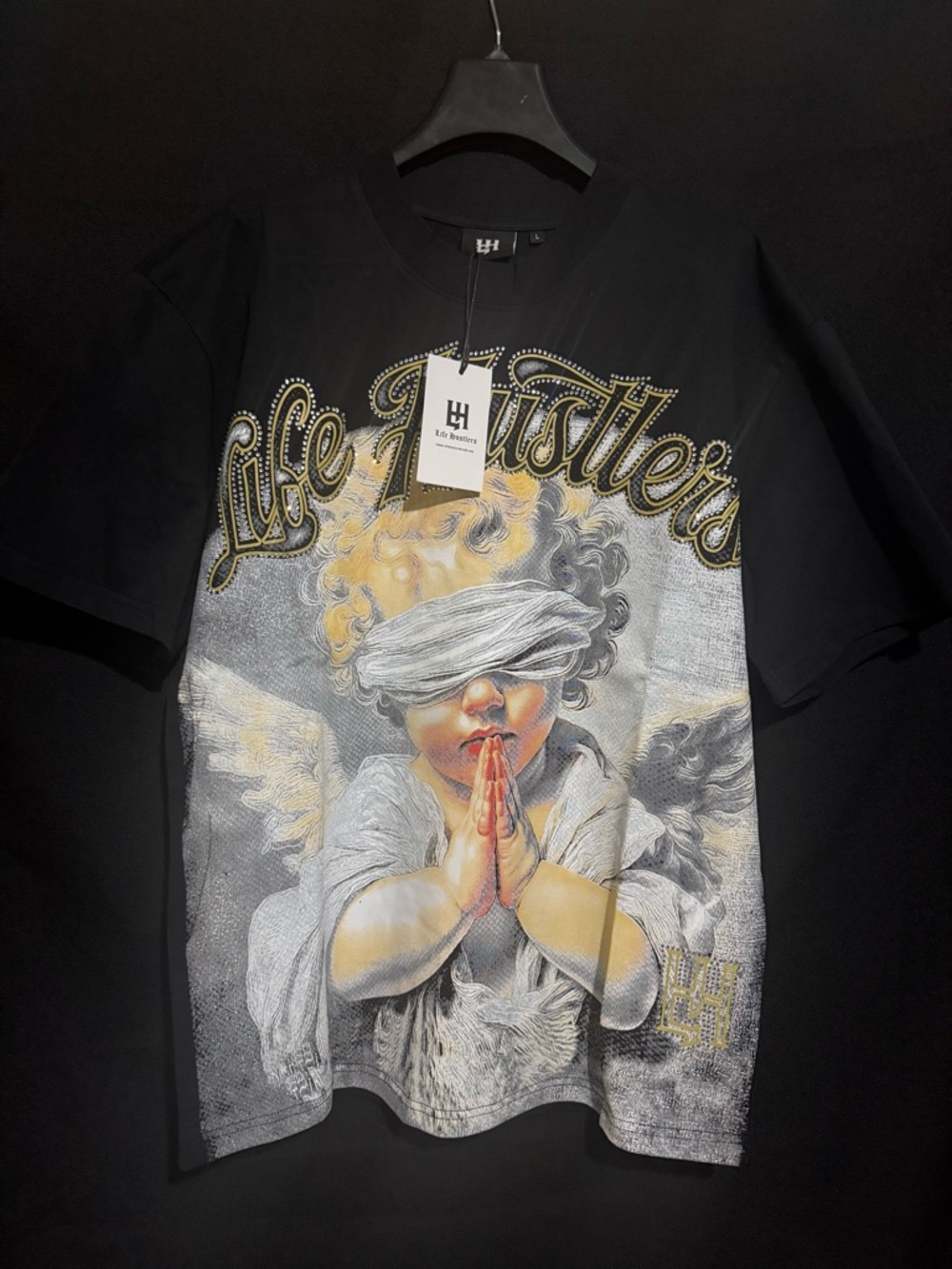 LH Hustlers Men’s Black Graphic Angel Prayer Tee